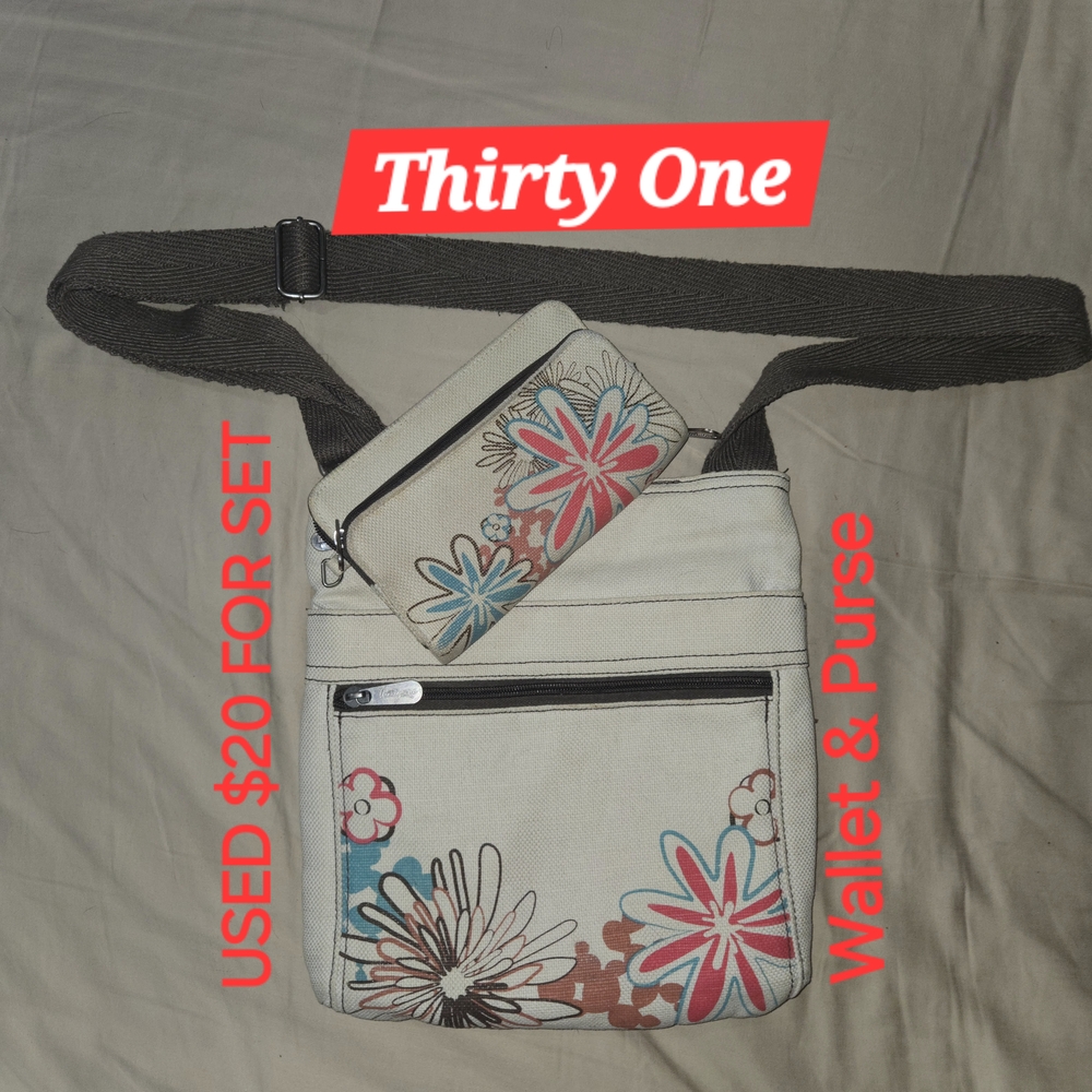 Thirty-One Floral Crossbody Bag and Wallet Set